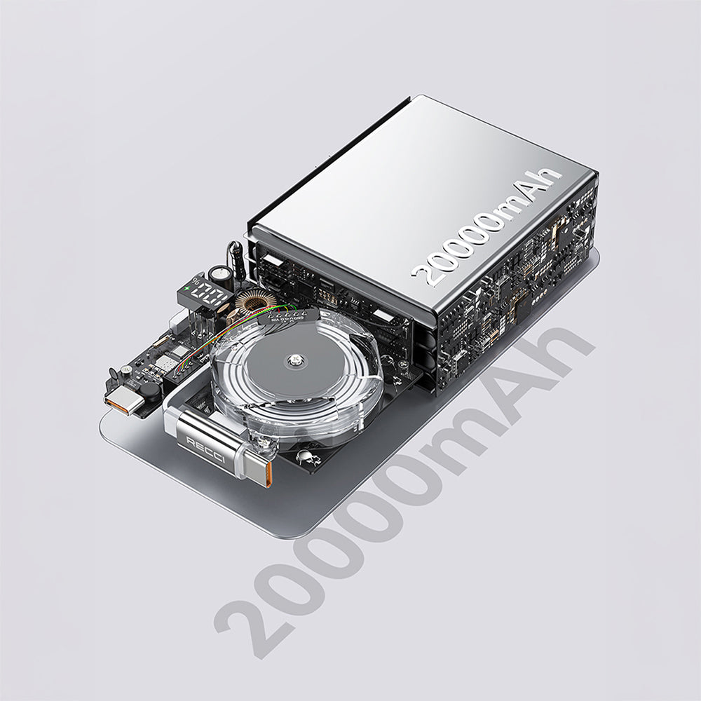 Recci RPB-P72 Hızlı Şarj Özellikli Type-C Kablolu Powerbank 65W 20.000mAh Gri