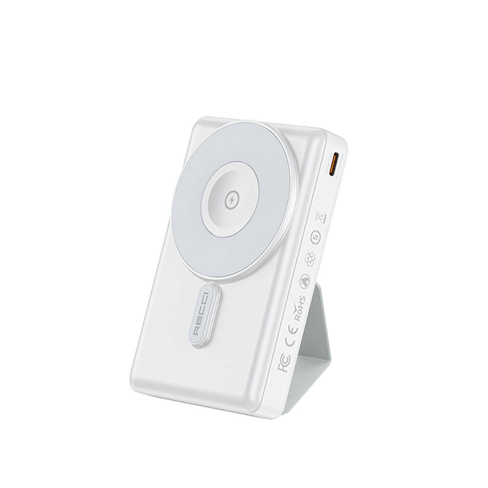 Recci RPB-W19 Standlı Magsafe Şarj Özellikli Powerbank 10.000mAh Beyaz
