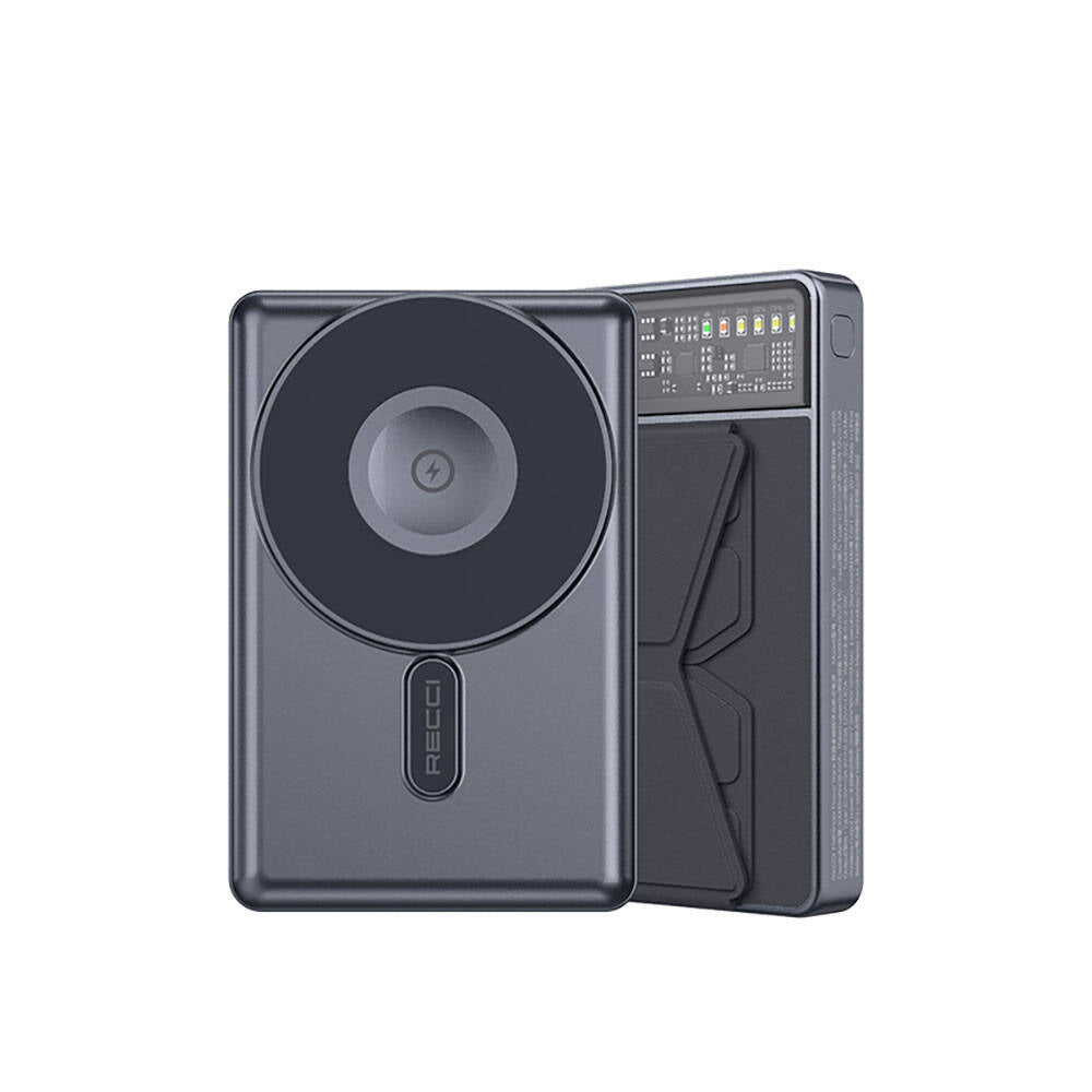 Recci RPB-W19 Standlı Magsafe Şarj Özellikli Powerbank 10.000mAh Siyah