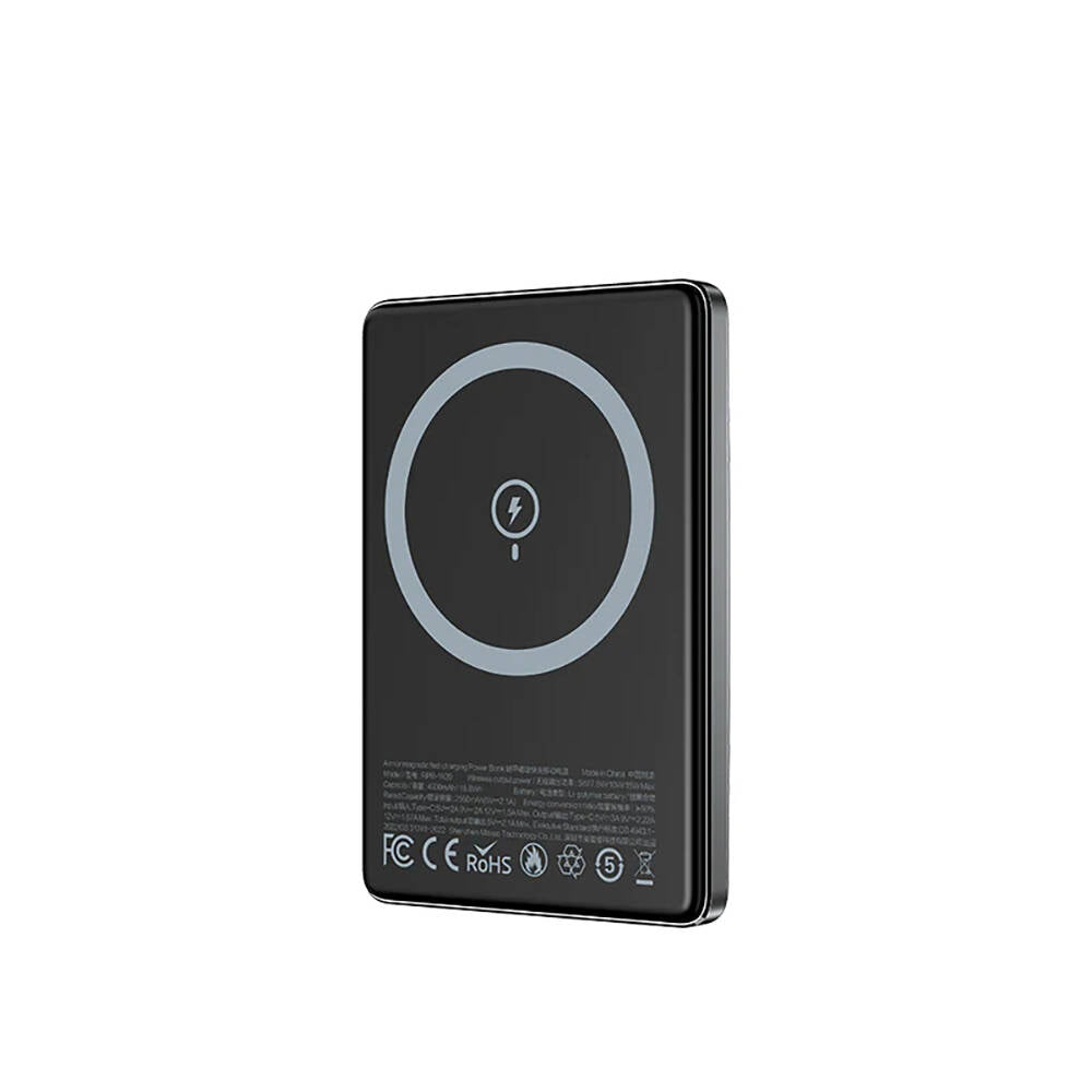 Recci RPB-W20 Taşınabilir Wireless Şarj ve PD Hızlı Şarj Özellikli Powerbank 15W 4900mAh Mavi