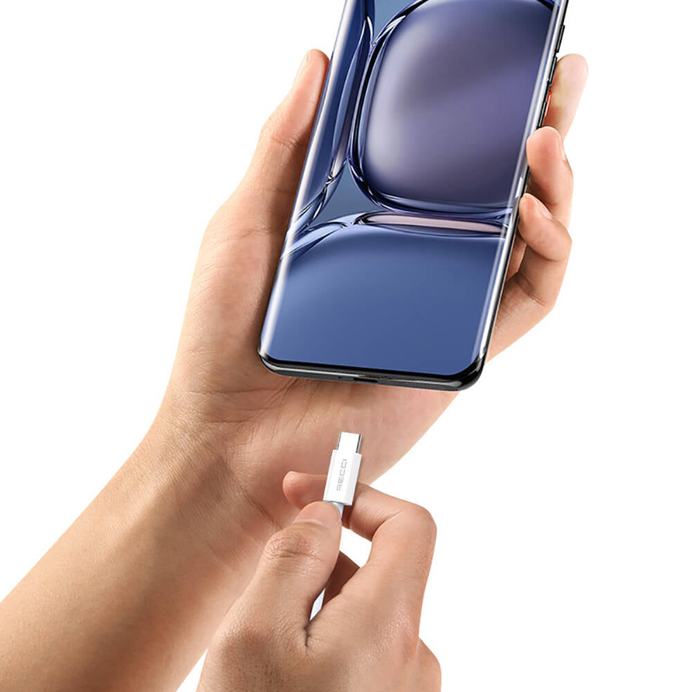 Recci RS06C USB-A to Type-C 3A Hızlı Şarj Özellikli Data ve Şarj Kablosu 1M Beyaz