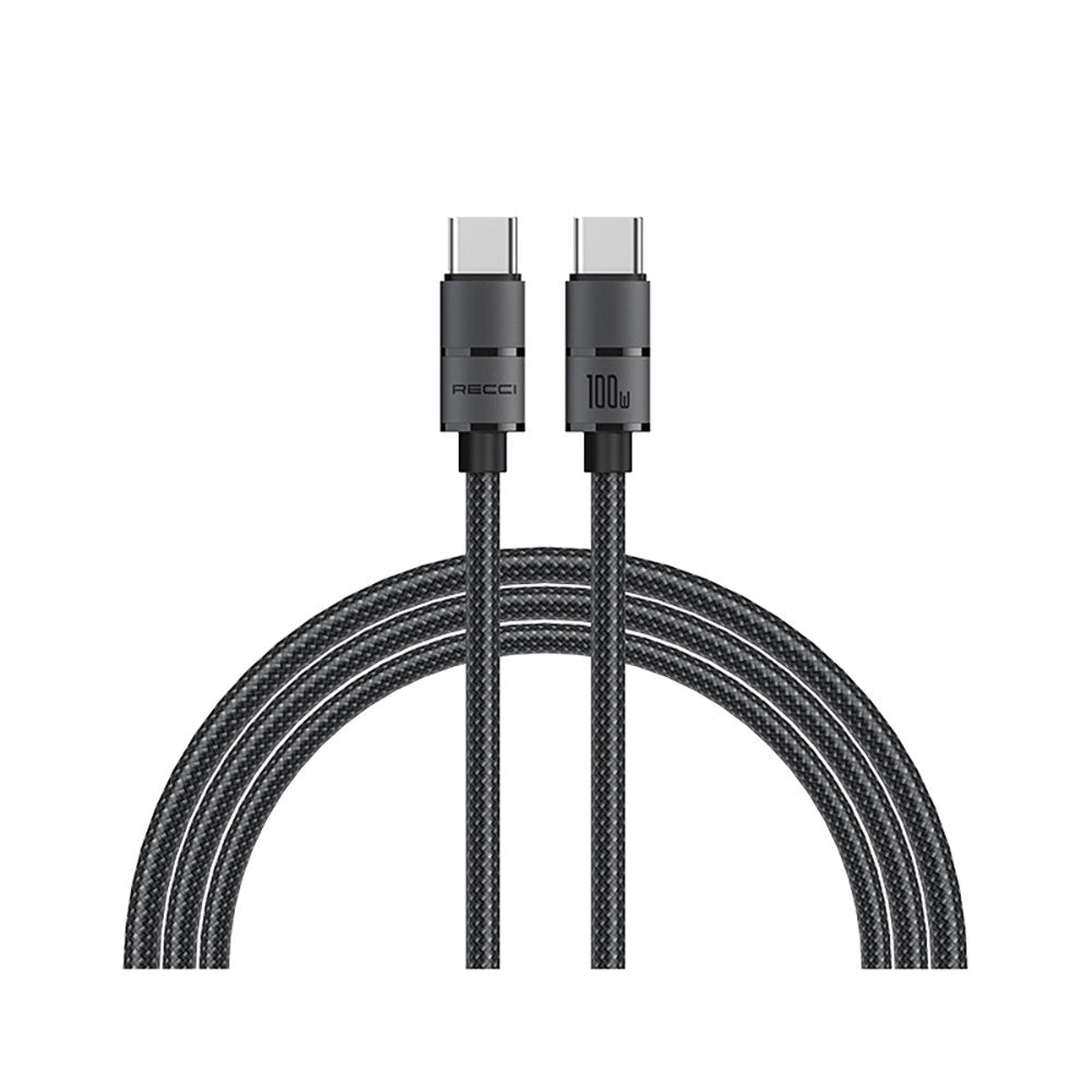 Recci RS12CC Warrior Serisi 100W Hızlı Şarj Özellikli Type-C To Type-C PD Kablo 2M Gri