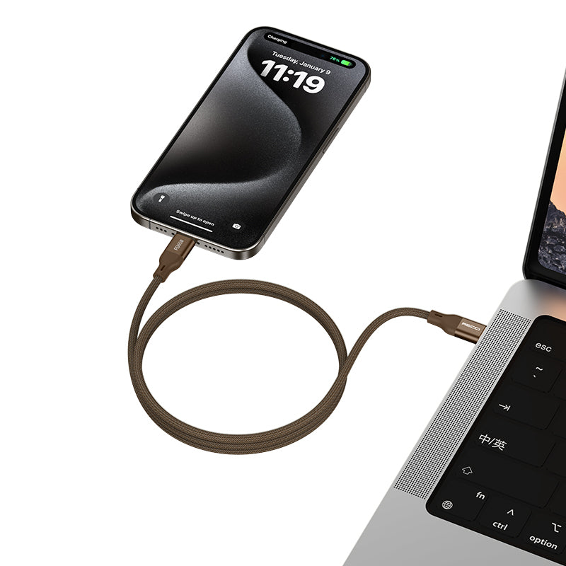 Recci RS23CL Magnetic Serisi Type-C to Lightning PD 30W Hızlı Şarj Özellikli Data ve Şarj Kablosu 1M Desert Gold