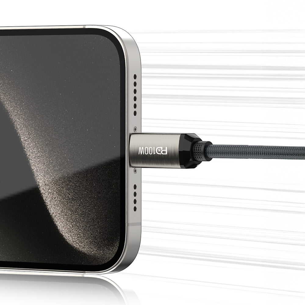 Recci RS45CC Type-C to Type-C PD 100W Örgü Tasarımlı Hızlı Şarj Özellikli Data ve Şarj Kablosu 1M Gri