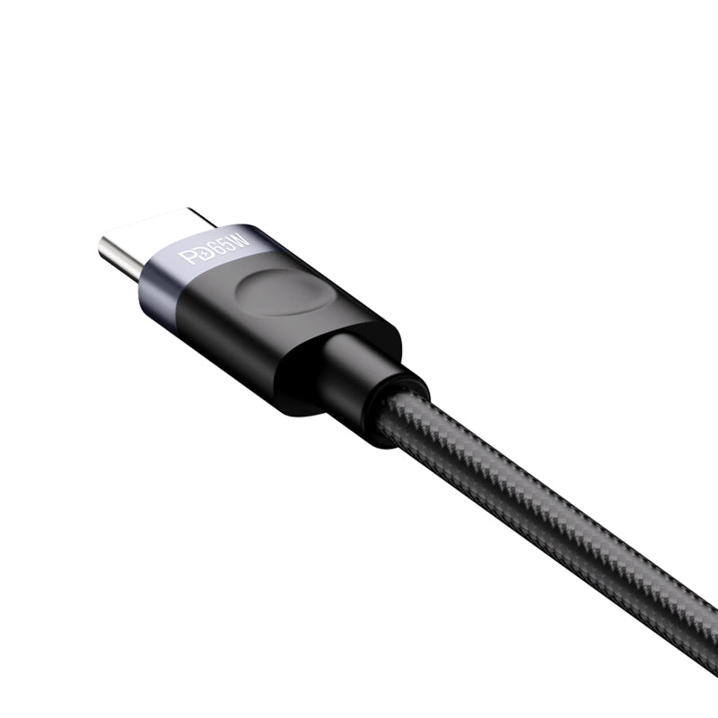 Recci RS50CC Type-C to Type-C PD Örgü Tasarımlı Hızlı Şarj Özellikli Data ve Şarj Kablosu 65W 1M Siyah