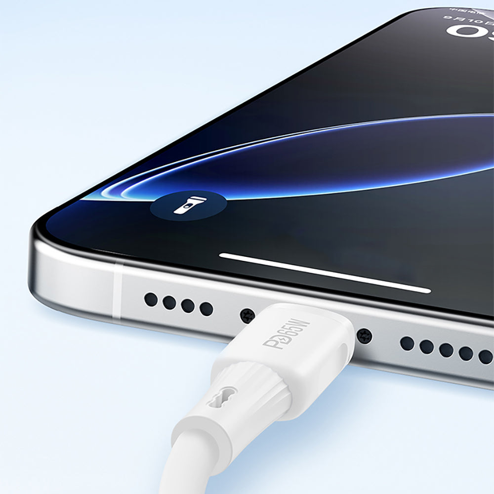 Recci RS52CC Type-C to Type-C PD Hızlı Şarj Özellikli Data ve Şarj Kablosu 65W 1M Beyaz