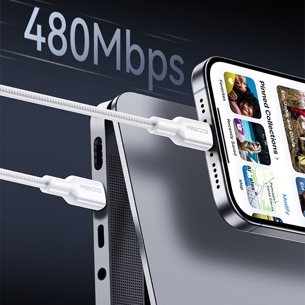 Recci RS56CC Type-C to Type-C PD Hızlı Şarj Özellikli Data ve Şarj Kablosu 100W 1.2M Siyah