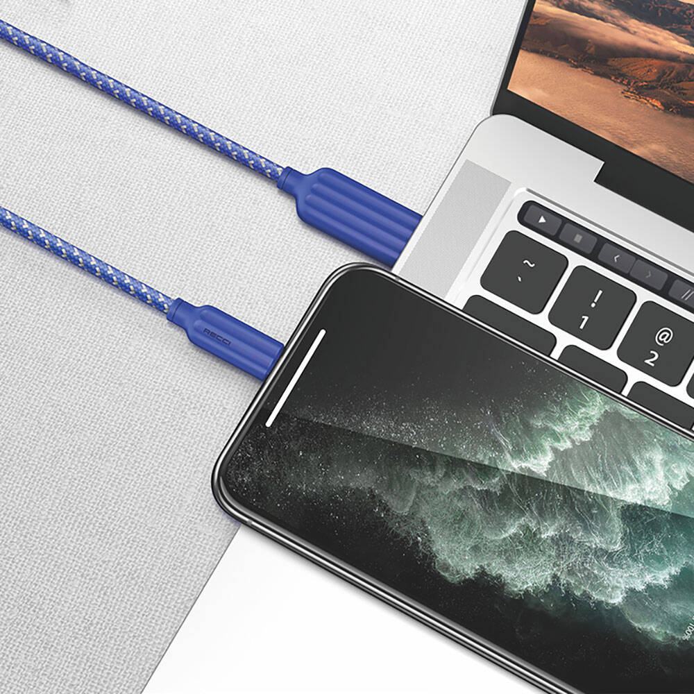Recci RTC-N23L 2.4A Hızlı Şarj Özellikli Lightning to USB-A Kablo 1M Gri