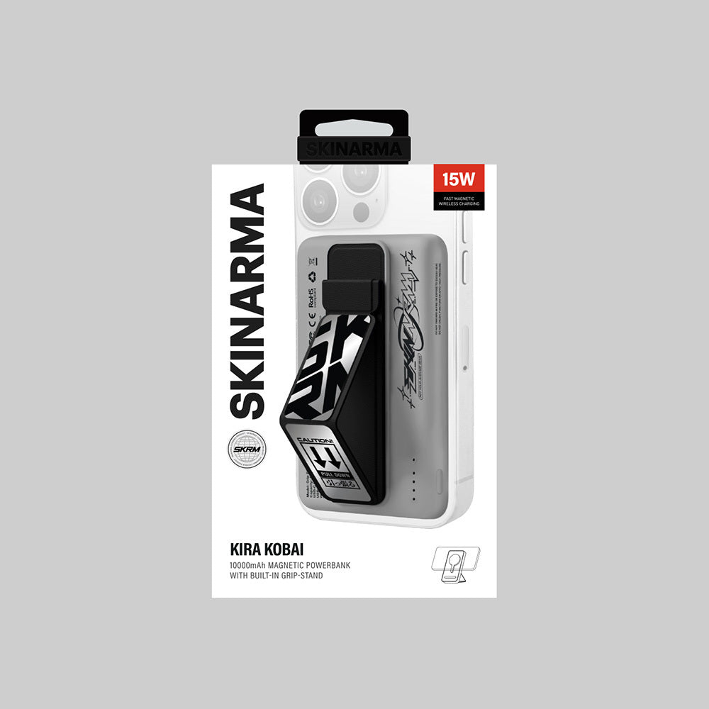 SkinArma Kira Kobai Holografik Tasarımlı Standlı Wireless ve PD Hızlı Şarj Özellikli Powerbank 15W 10000mAh Gümüş