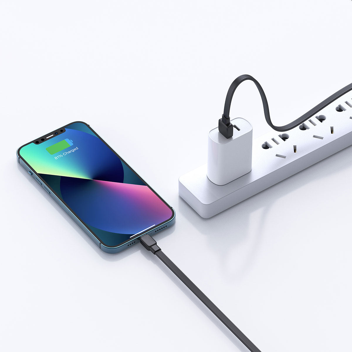 Wiwu Bravo Wİ-C003 Yassı Tasarım Lightning Usb Kablo 1M Siyah