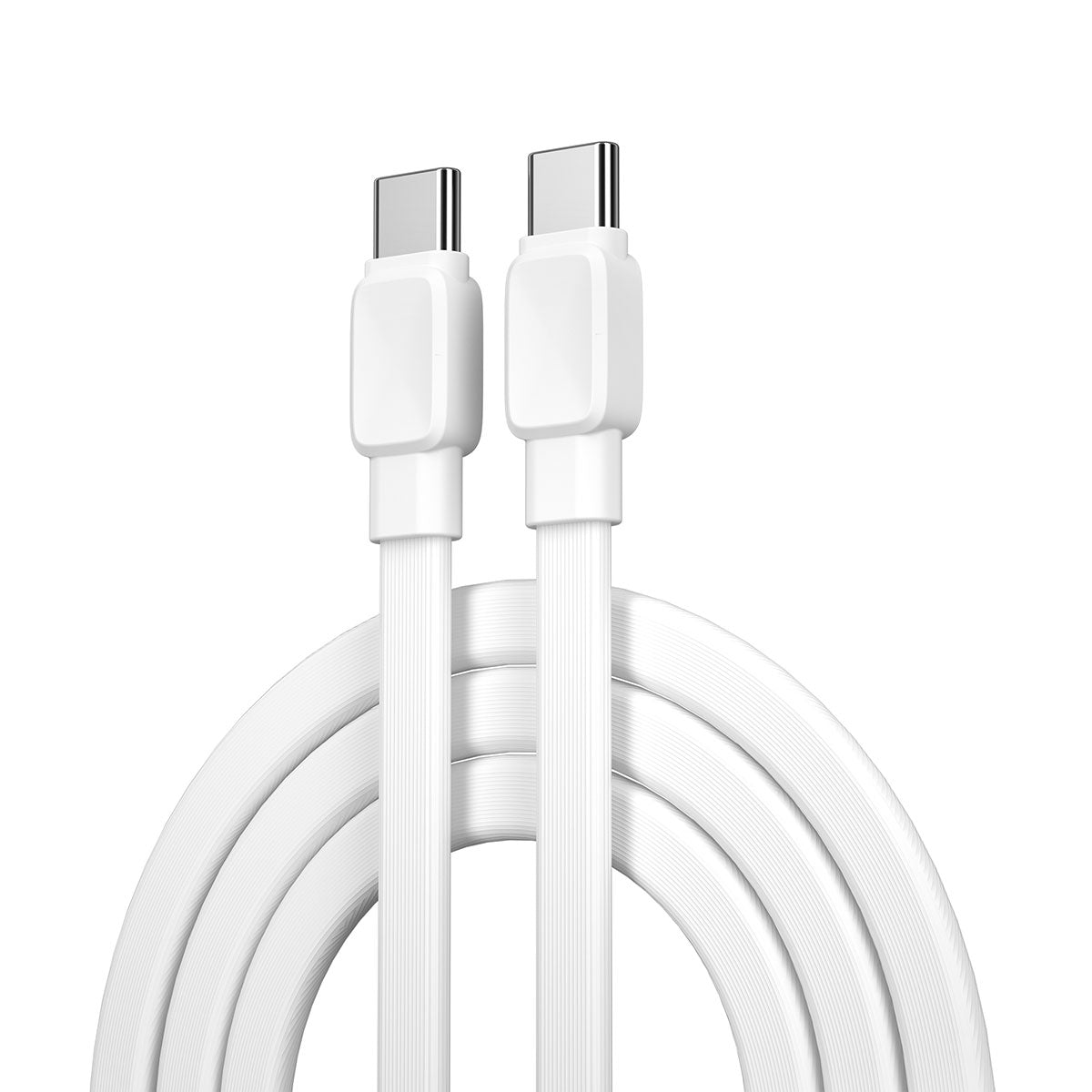 Wiwu Bravo Wİ-C004 Yassı Tasarım 60W Hızlı Şarj Özellikli Type-C To Type-C PD Kablo 1M Beyaz