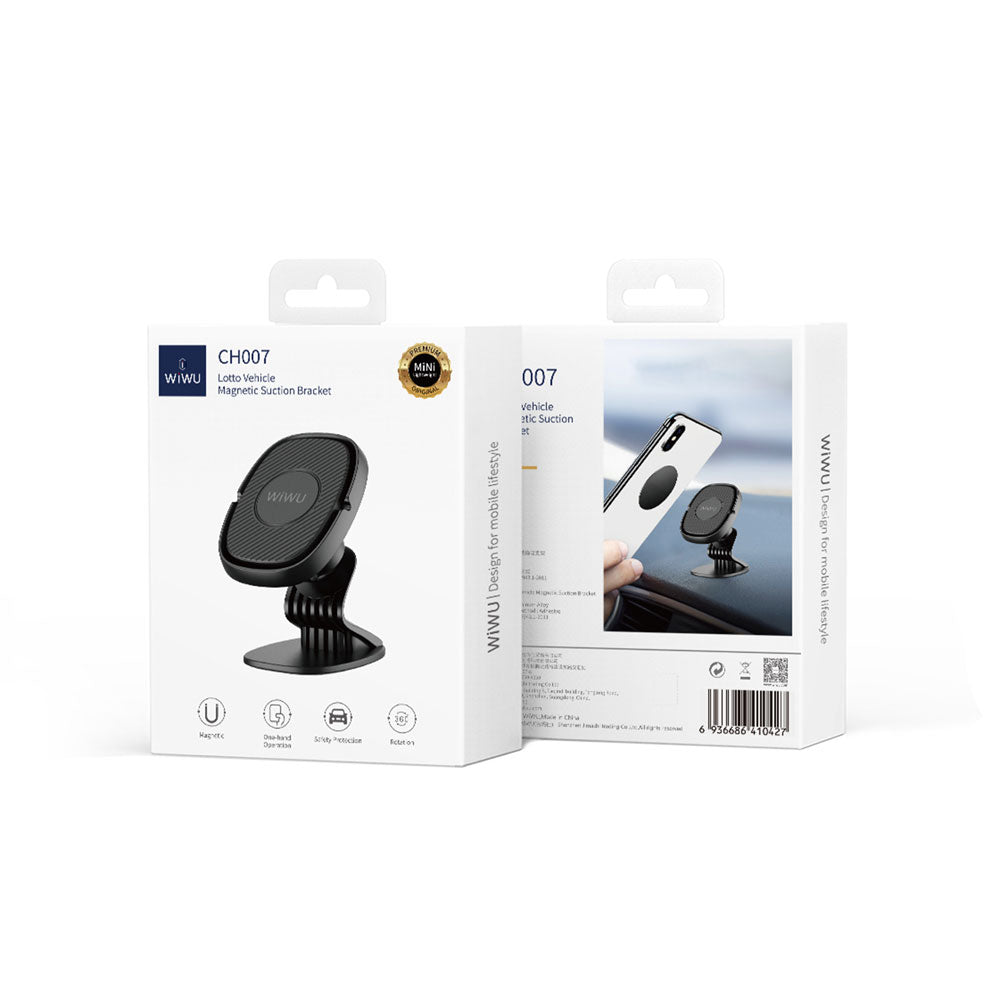 Wiwu CH007 360 Derece Dönebilen Magnetik Düz Zemin Versiyon Araç Telefon Tutucu Siyah