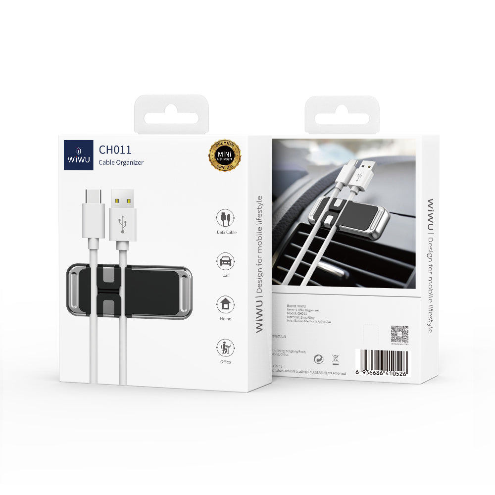 Wiwu CH011 Kablo Düzenleyicili Magnetik Düz Zemin Versiyon Araç Telefon Tutucu Gümüş