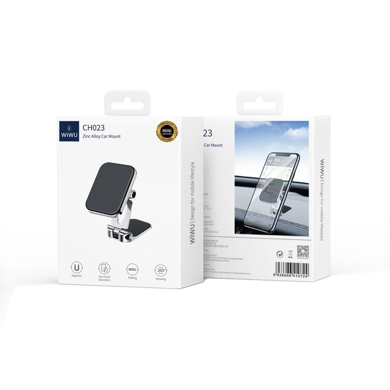 Wiwu CH023 360 Derece Dönebilen Magnetik Düz Zemin Versiyon Araç Telefon Tutucu Gümüş