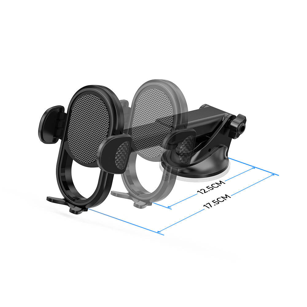 Wiwu CH044 Otomatik Mekanizmalı Uzatılabilir Vantuzlu Tasarım Araç Telefon Tutucu Siyah