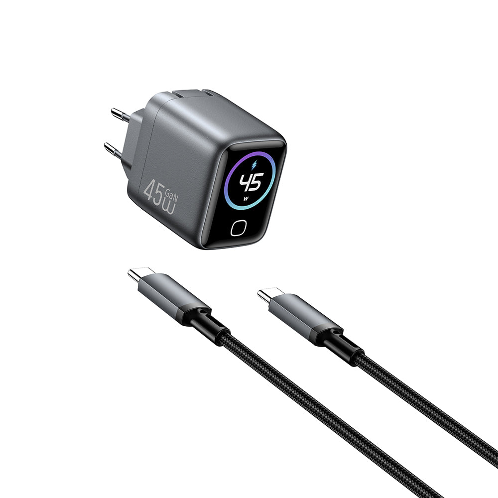 Wiwu CHG500 Voyager Serisi GaN Teknolojili PD/QC TFT Göstergeli Hızlı Şarj Başlığı 45W