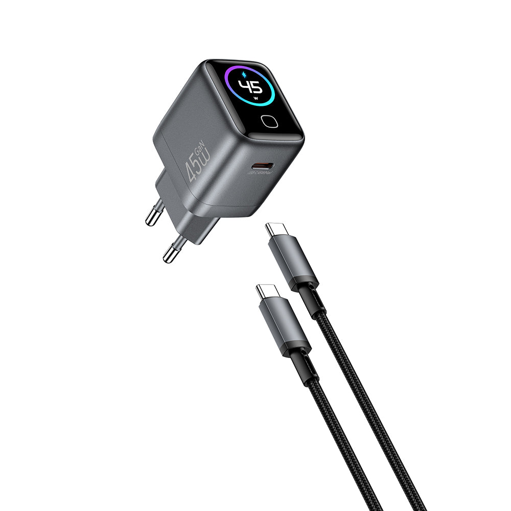 Wiwu CHG500 Voyager Serisi GaN Teknolojili PD/QC TFT Göstergeli Hızlı Şarj Başlığı 45W