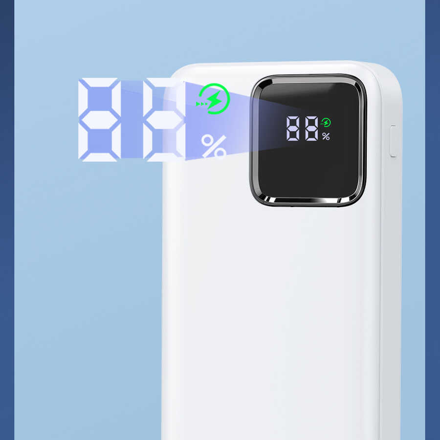 Wiwu JC-18 PD Hızlı Şarj Özellikli Led Göstergeli Powerbank 18W 10000mAh Beyaz