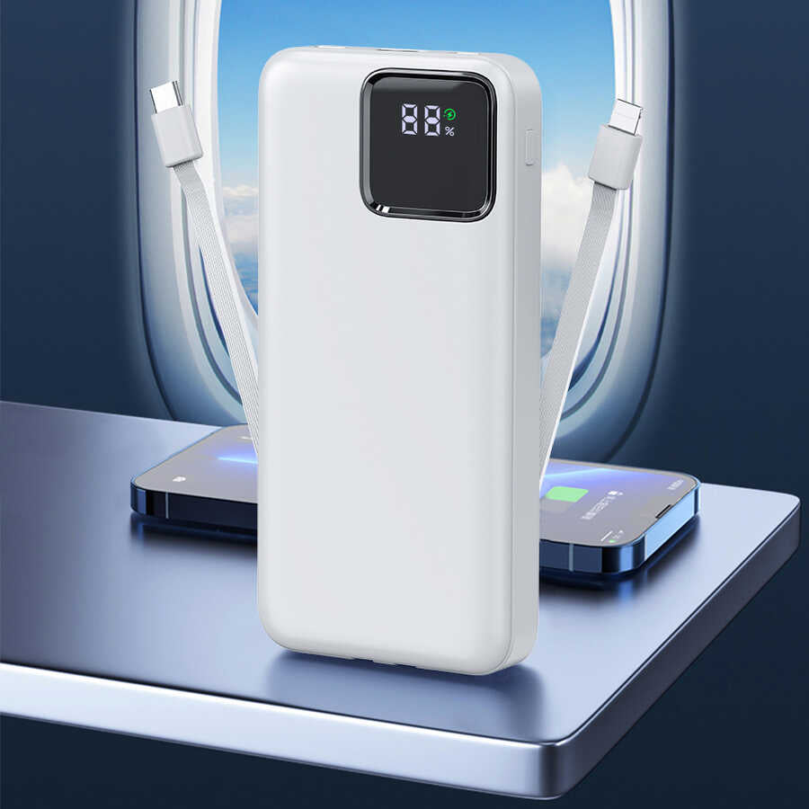 Wiwu JC-18 PD Hızlı Şarj Özellikli Led Göstergeli Powerbank 18W 10000mAh Beyaz