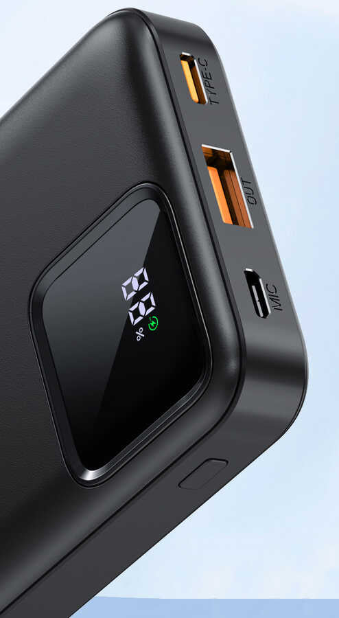 Wiwu JC-18 PD Hızlı Şarj Özellikli Led Göstergeli Powerbank 18W 10000mAh Siyah