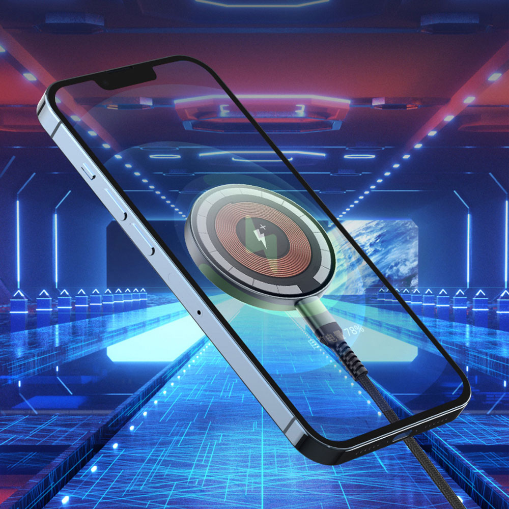 Wiwu M17 Magnetik Intelligent Transparan Wireless Şarj Ultra İnce Şeffaf 15W Android iOS Destekli Siyah