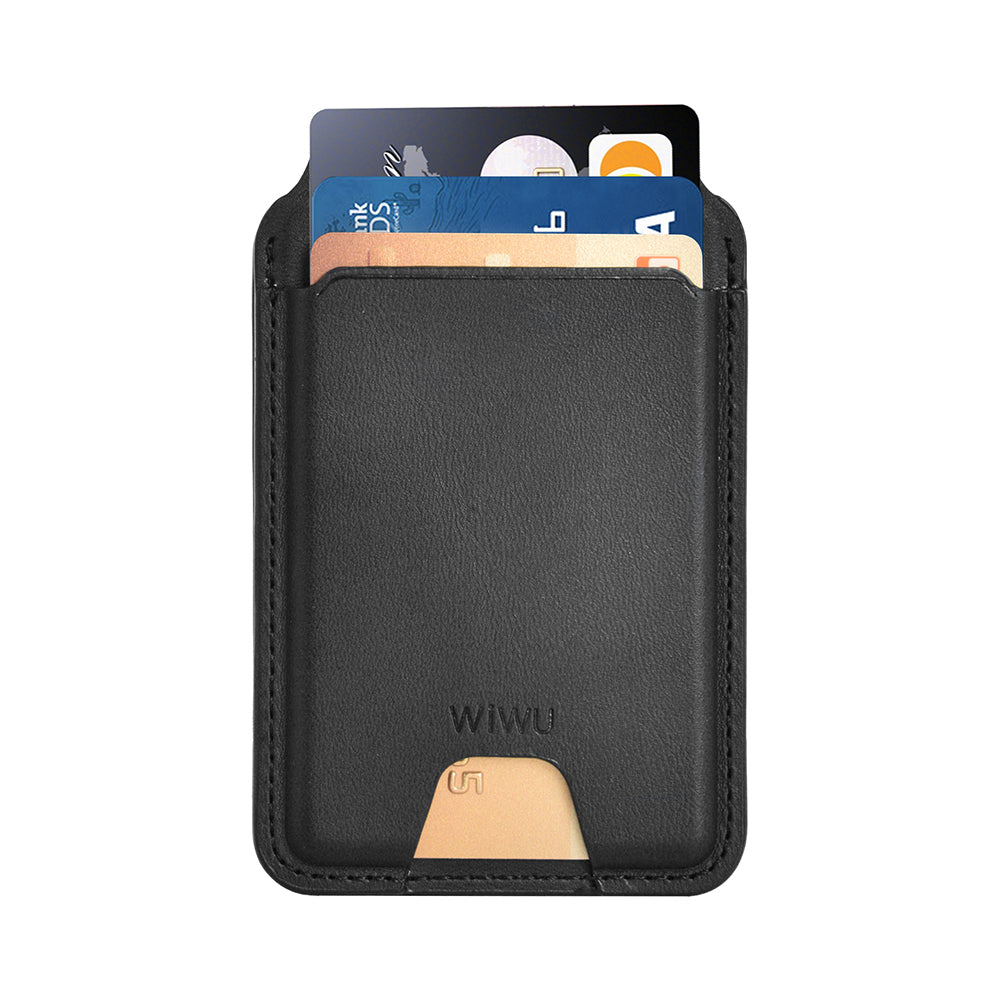 Wiwu MW-005 Magnetik Standlı Kartlık Qi Kablosuz Şarj Uyumlu FindMy Özellikli Mag Wallet Siyah