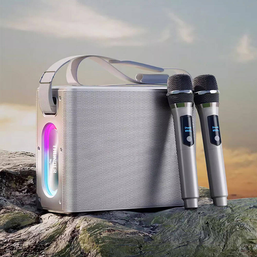 Wiwu P19 Thunder Bluetooth Speaker Hoparlör ve Karaoke Bluetooth Çift Mikrofon Siyah