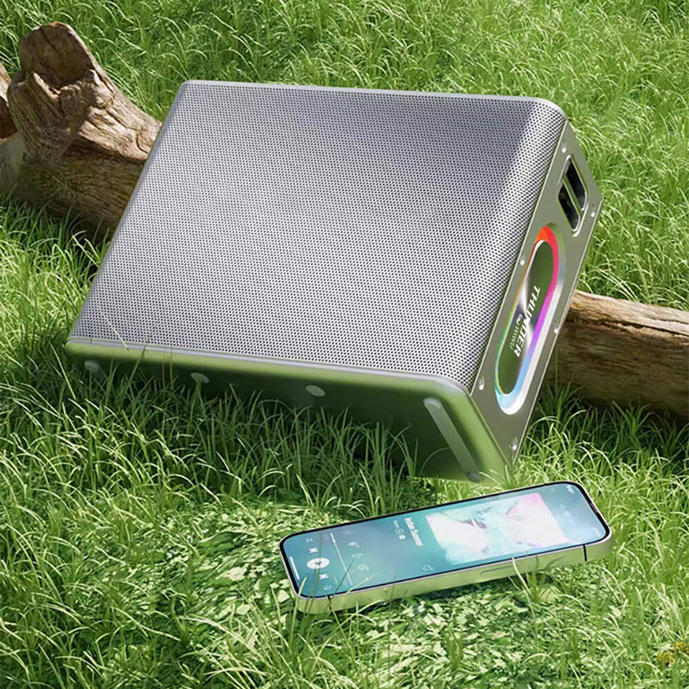 Wiwu P19 Thunder Bluetooth Speaker Hoparlör ve Karaoke Bluetooth Çift Mikrofon Gümüş