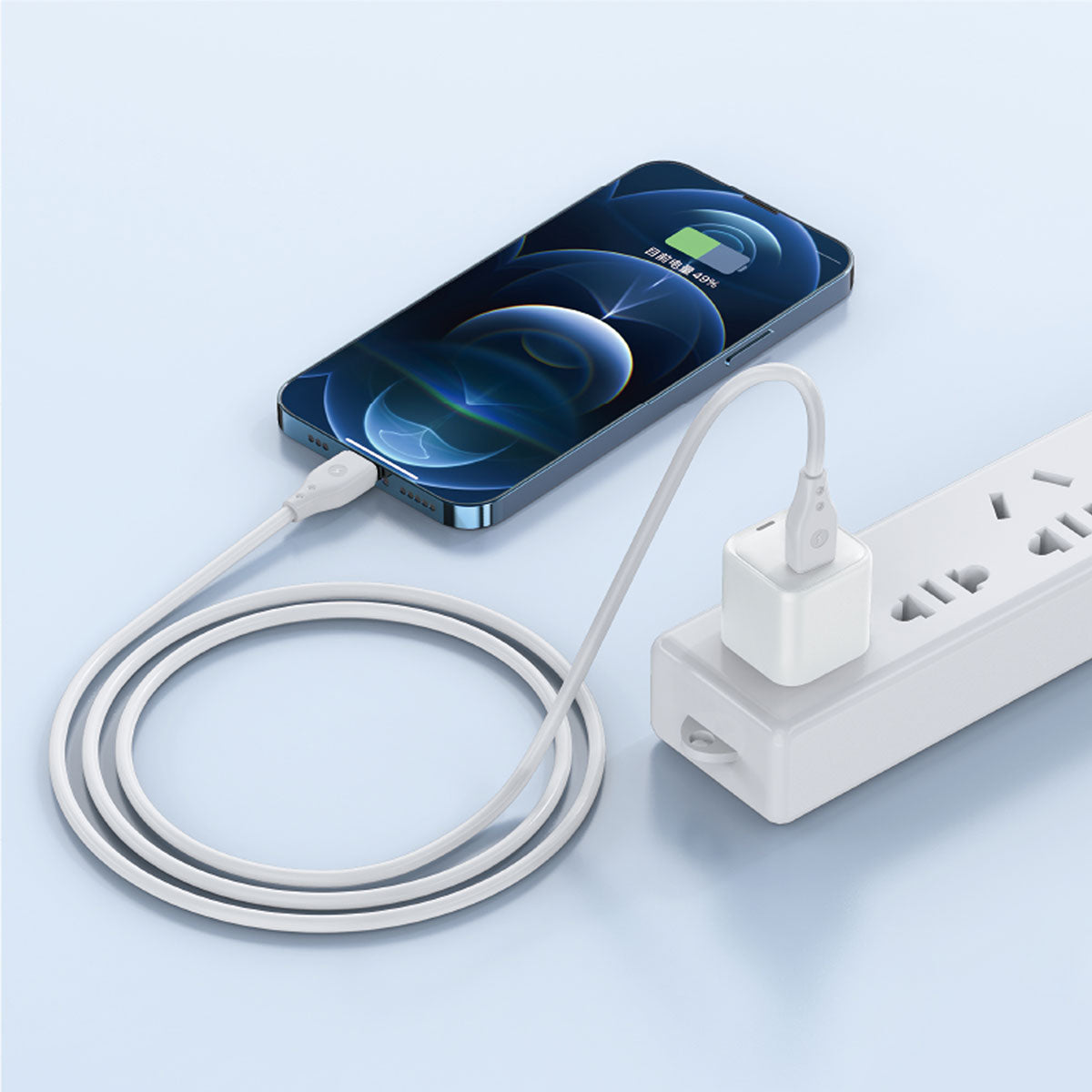 Wiwu Pioneer Wİ-C002 Ultra Esnek 30W Hızlı Şarj Özellikli Type-C to Lightning PD Kablo 1M Beyaz