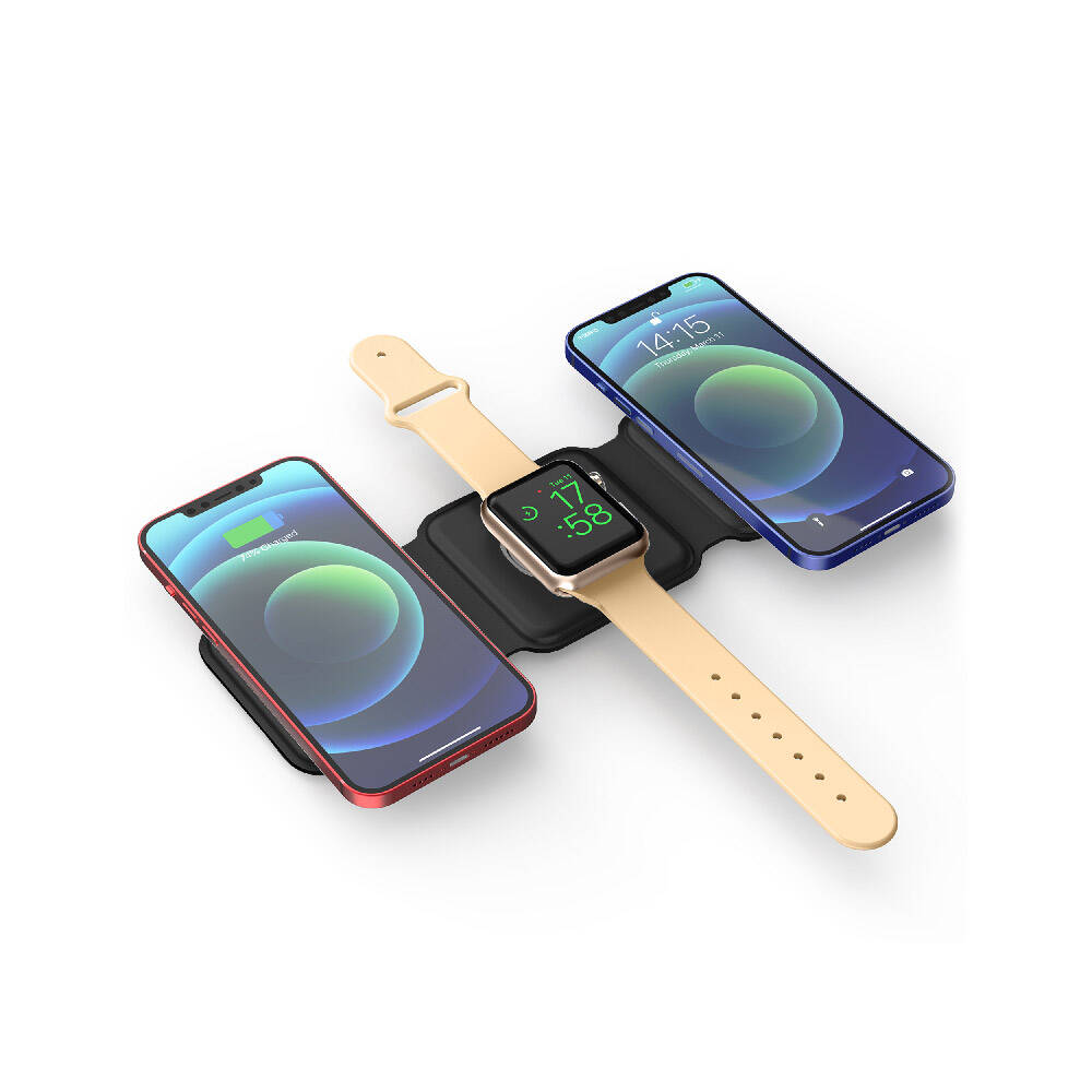 Wiwu Power Air M6 3 in 1 Mıknatıslı Kablosuz Şarj Standı Siyah