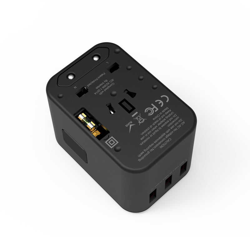 Wiwu UA-303 Çoklu Universal TR/US/UK/AUS/EU Uyumlu Şarj Adaptörü 33.5W Siyah