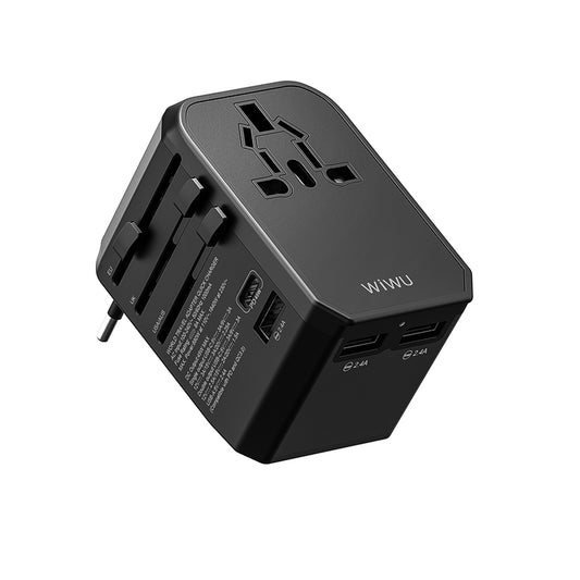 Wiwu UA-304 Çoklu Universal TR/US/UK/AUS/EU Uyumlu Şarj Adaptörü 45W Siyah