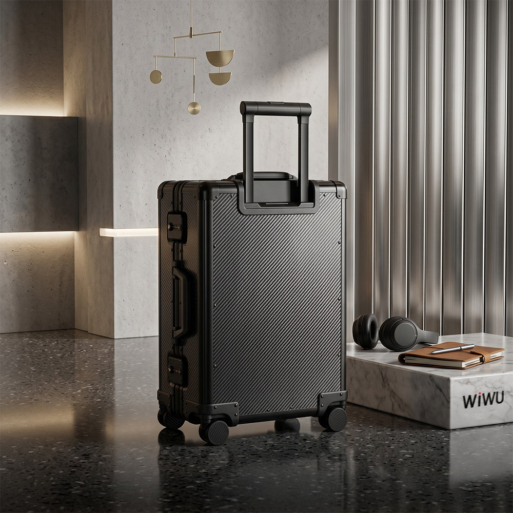 Wiwu Warriors Carbon Serisi Parmak İzi Kilitli Kevlar Aramid Fiber Tekerlekli Bavul 26 İnç