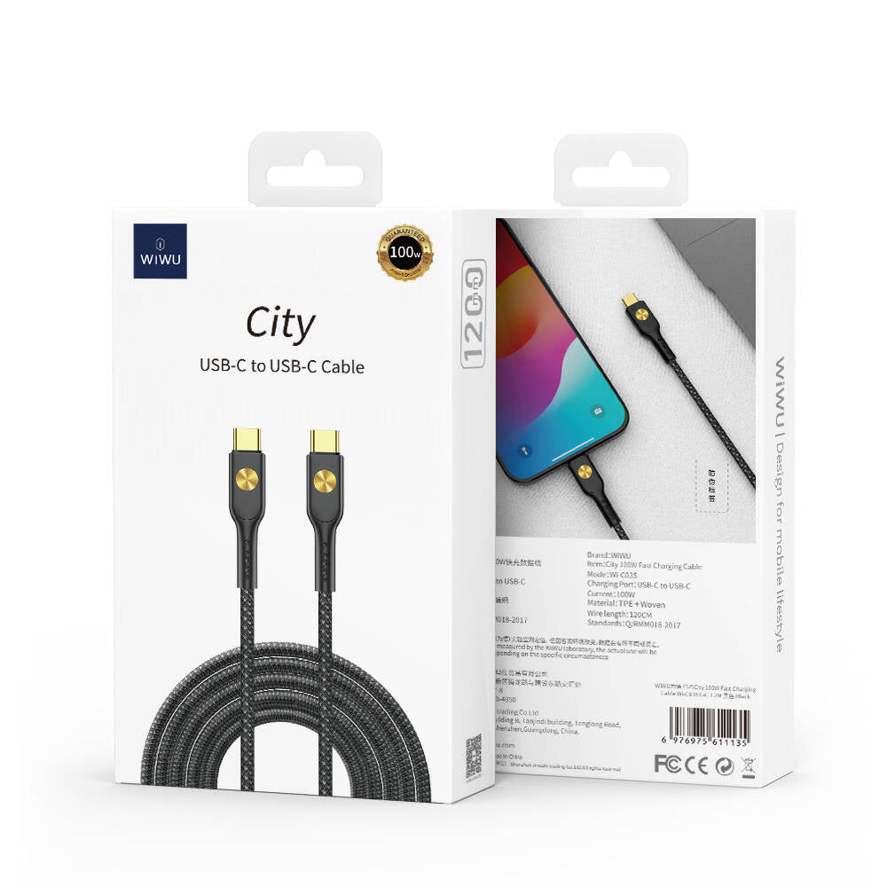 Wiwu Wi-C035 Type-C to Type-C PD Kablo 100W 120cm Beyaz