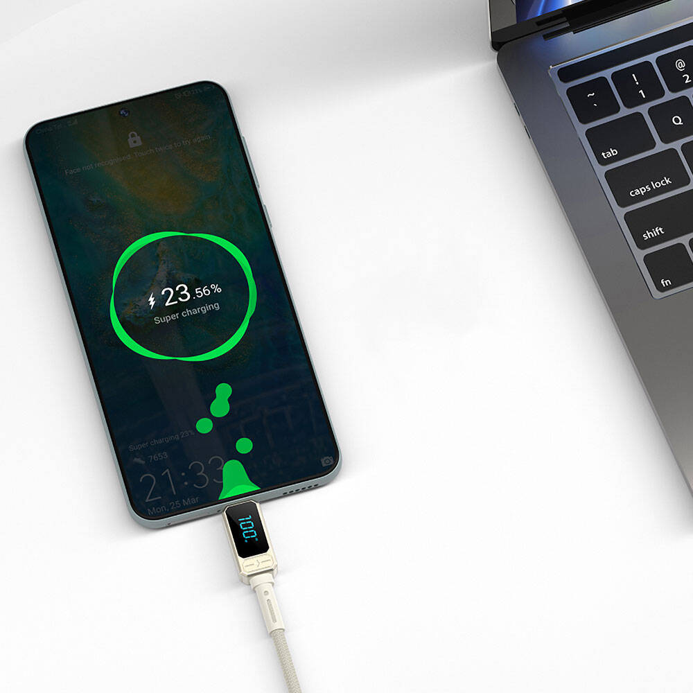 Wiwu Wi-C038 Titan Serisi Type-C to Type-C PD 100W LED Dijital Göstergeli Şarj ve Data Kablosu 1.2M Siyah