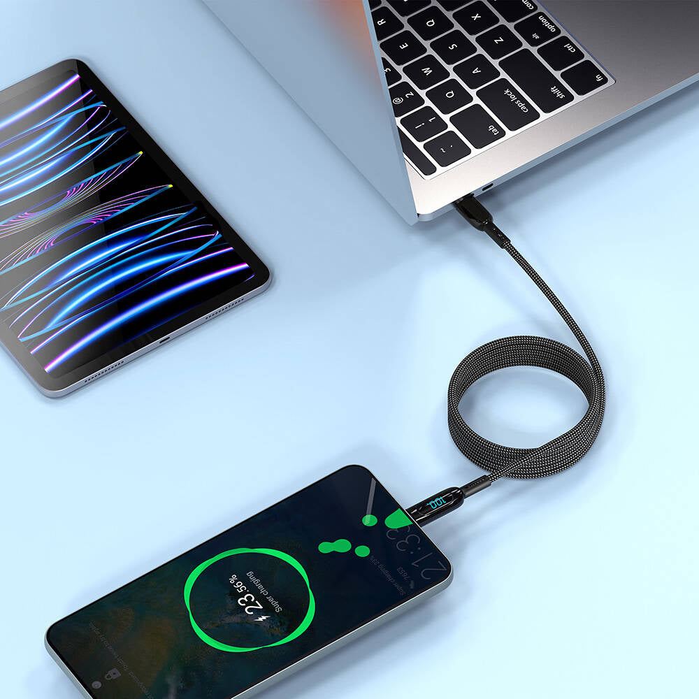 Wiwu Wi-C041 MagQ Çinko Alaşımlı Type-C to Type-C Hızlı Şarj Özellikli Data ve Şarj Kablosu 100W Siyah