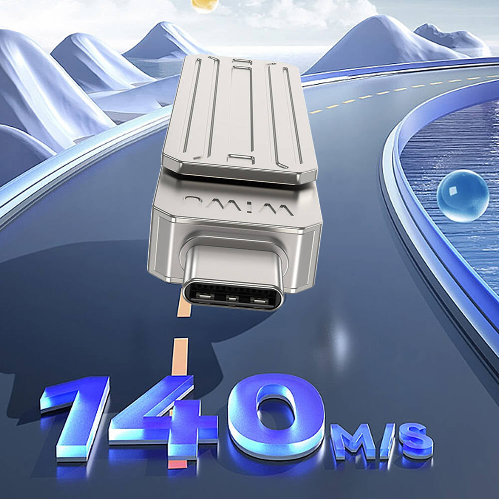 Wiwu Wi-FD001 3in1 USB3.2 Sürücü Disk USB-A + Lightning + Type-C OTG 256 GB Gümüş