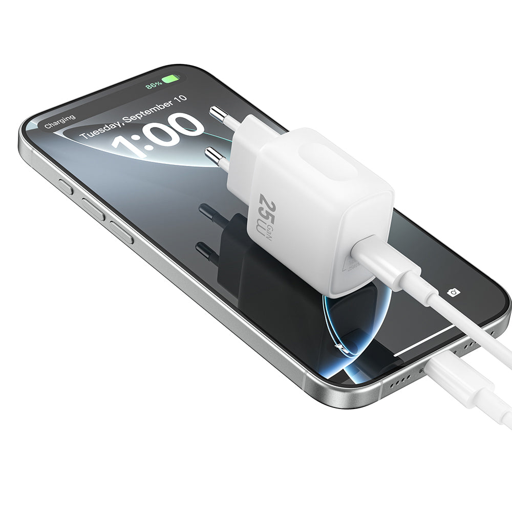 Wiwu Wi-G016 Essen Serisi GaN Tech PD Hızlı Şarj Özellikli Şarj Başlığı 25W Beyaz