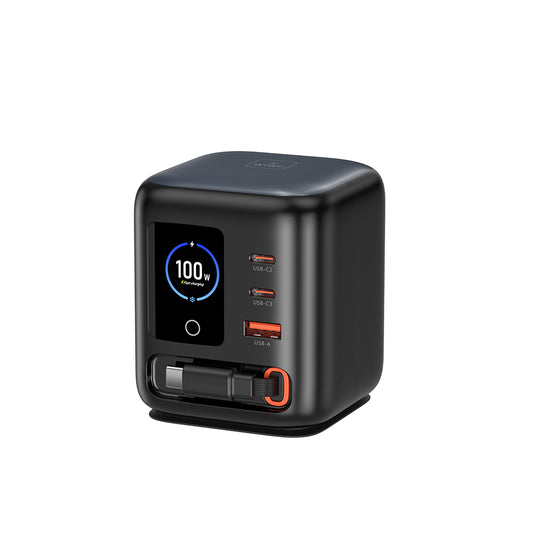 Wiwu Wi-G039 GaN Teknolojili Type-C Kablolu 4 Portlu Masaüstü Şarj İstasyonu 100W