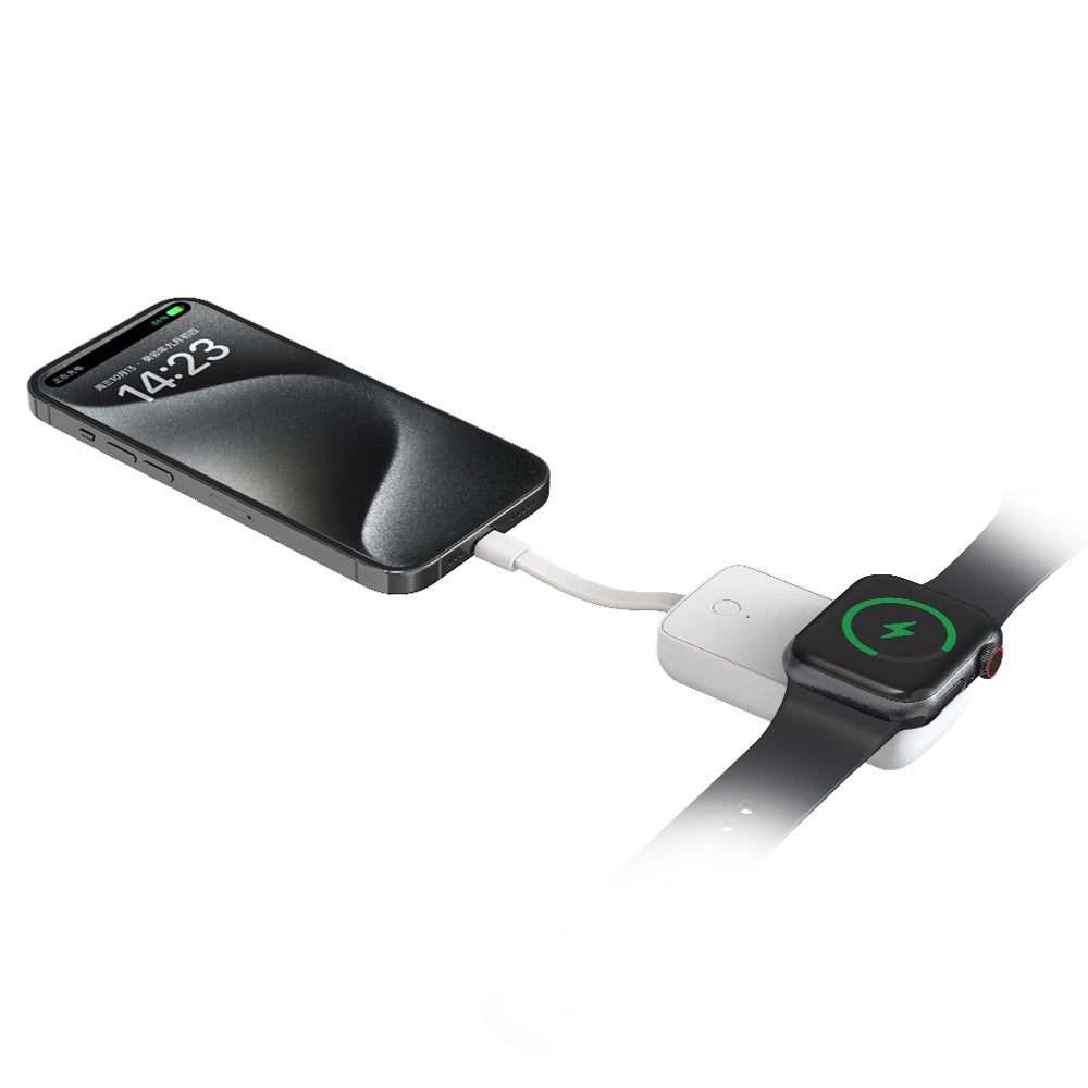 Wiwu Wi-M22 Ark Serisi 2in1 Akıllı Saat Mini Wireless Powerbank 2000mAh 2W Beyaz