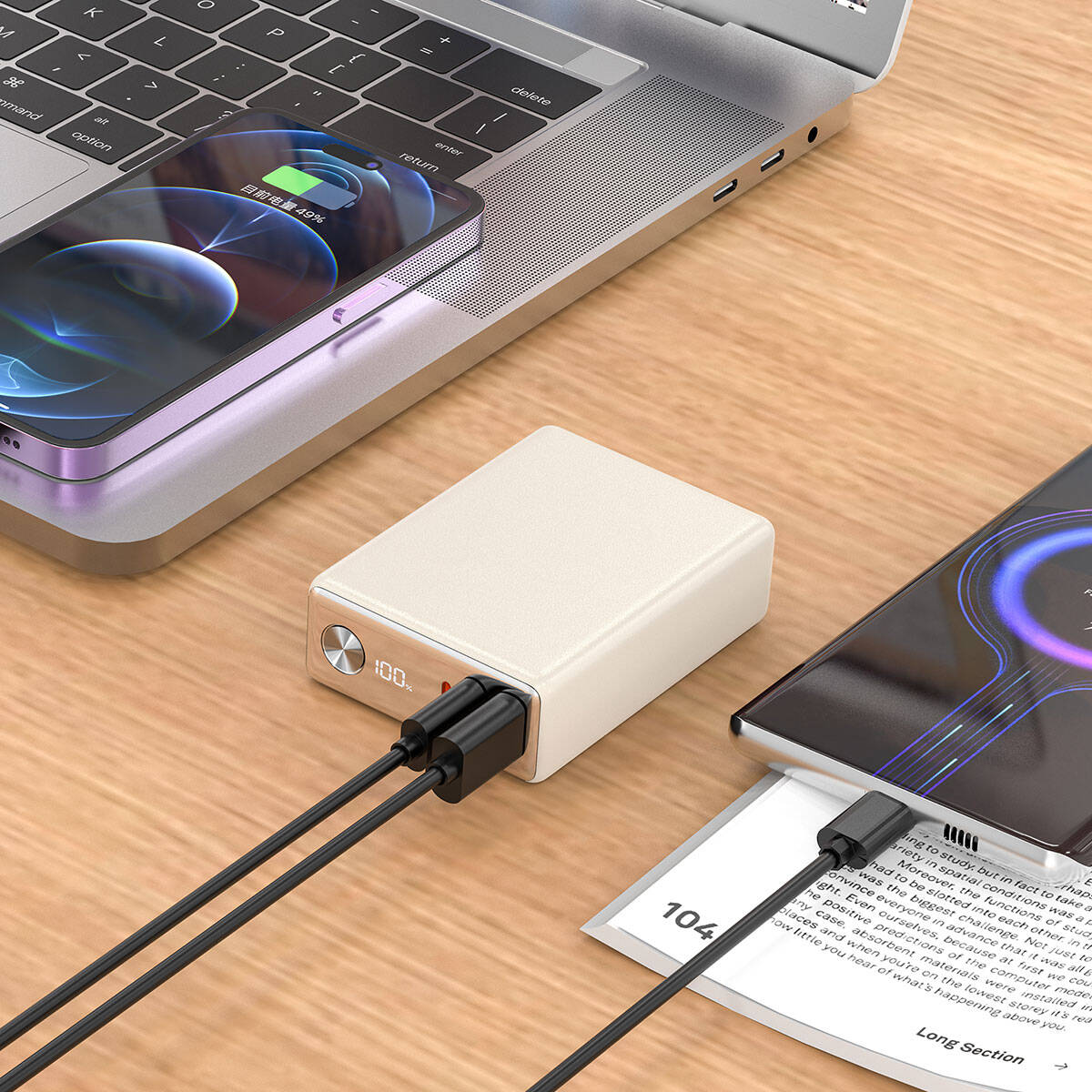 Wiwu Wi-P005 Rock LED Ekranlı Taşınabilir Powerbank PD 20W 10000mAh Siyah