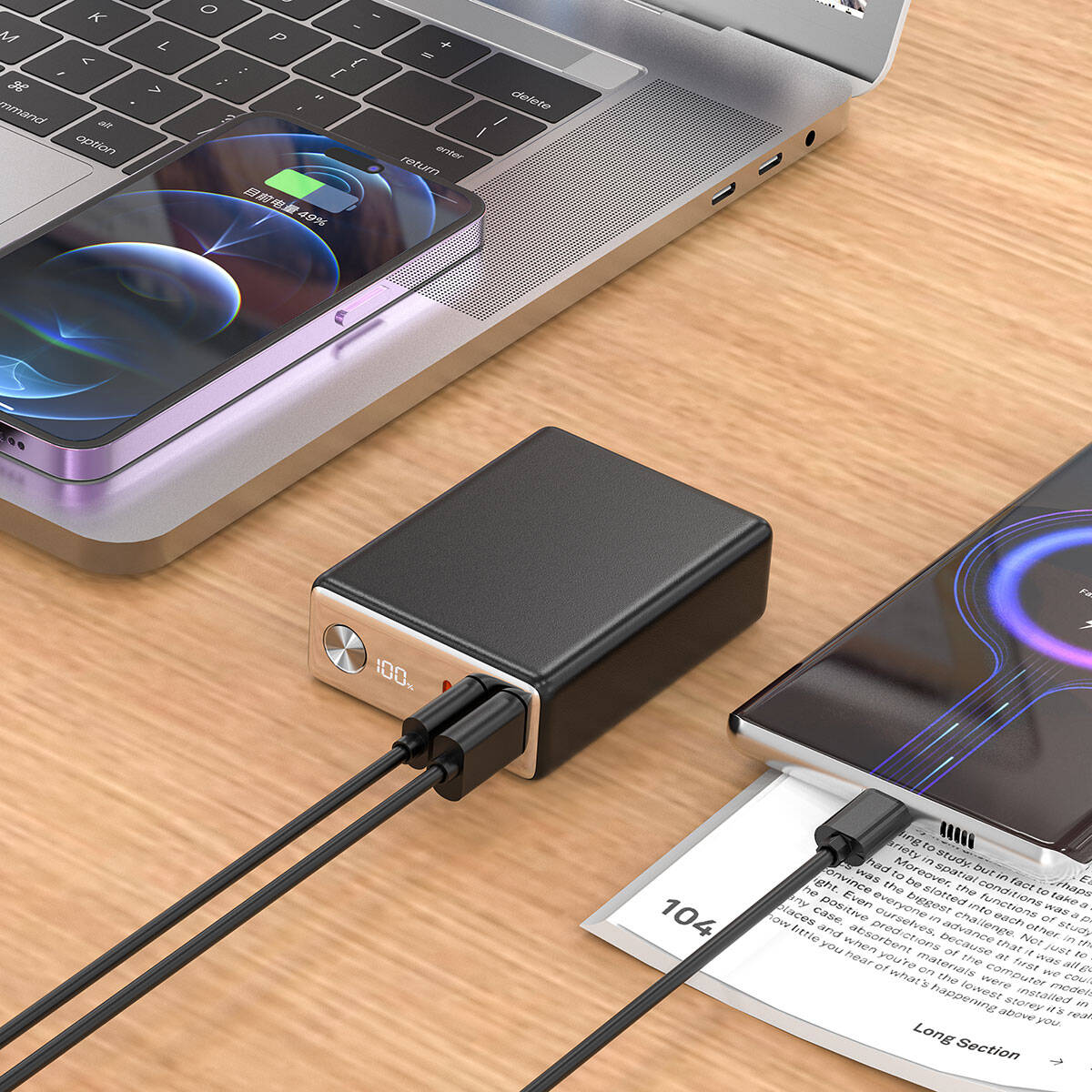 Wiwu Wi-P005 Rock LED Ekranlı Taşınabilir Powerbank PD 20W 10000mAh Siyah