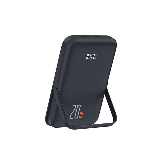 Wiwu Wi-P009 LED Ekranlı Standlı Kablosuz Şarj Özellikli Taşınabilir Powerbank 10000mAh 20W Siyah
