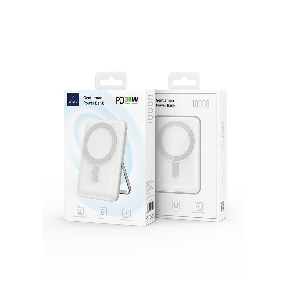 Wiwu Wi-P011 Gentleman Serisi LED Işık Göstergeli Standlı Kablosuz Powerbank 10.000mAh 15W Siyah