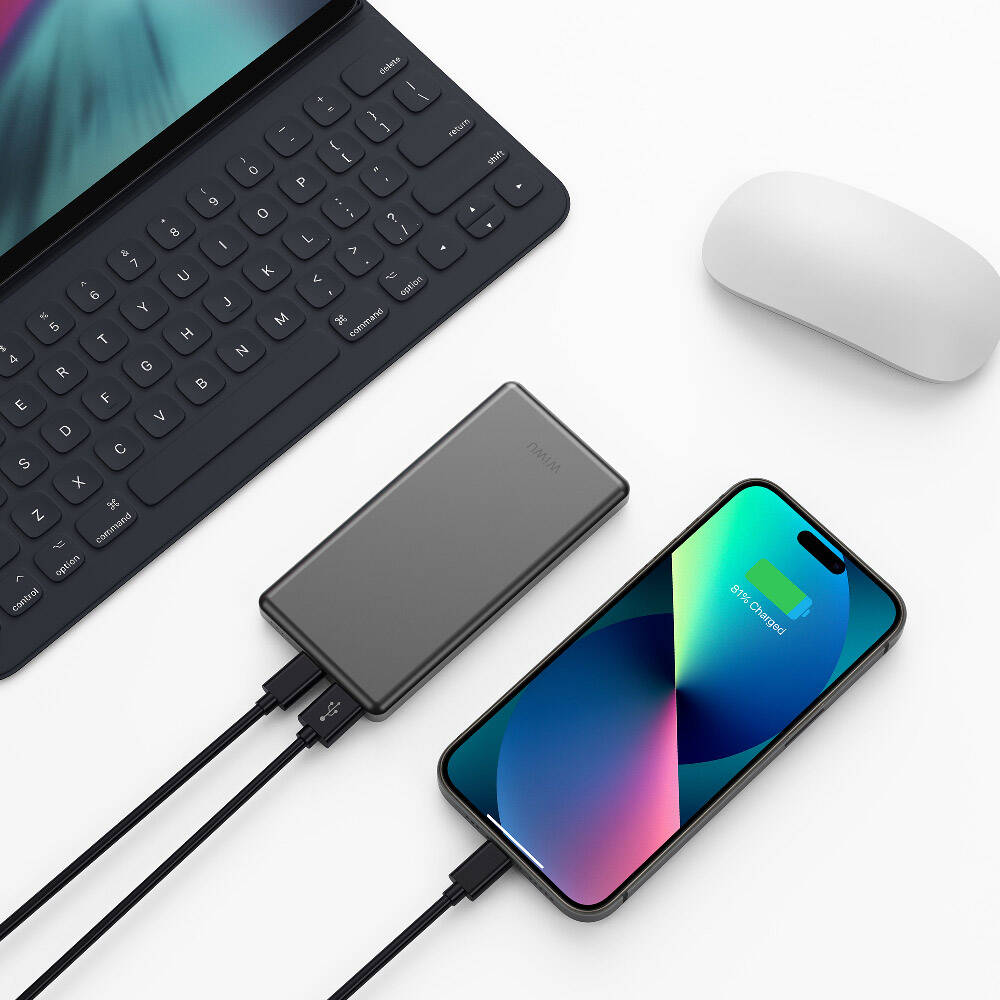 Wiwu Wi-P013 Slim Serisi LED Işık Göstergeli Ultra İnce Taşınabilir Powerbank 10000mAh 22.5W Gri