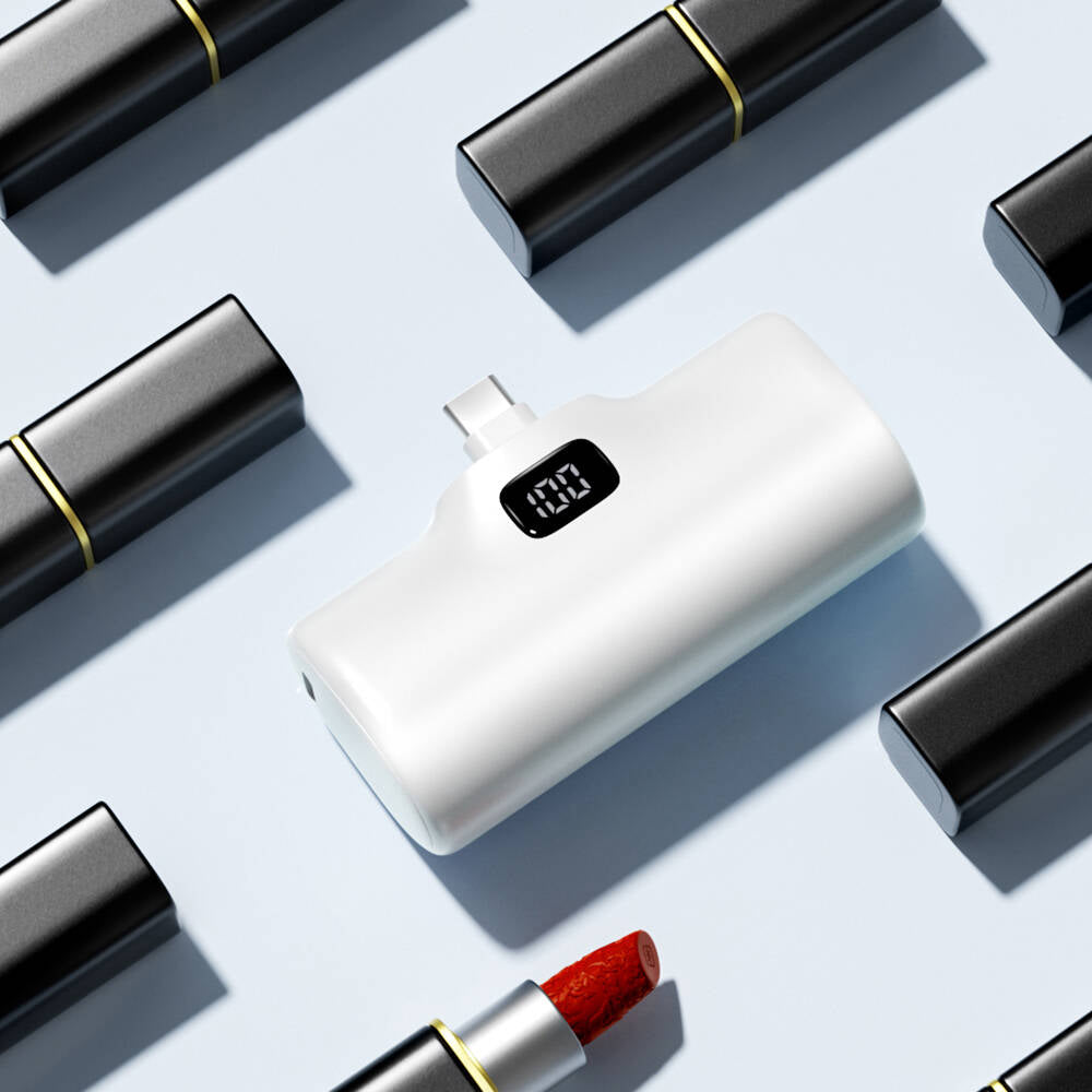 Wiwu Wi-P017 Capsule Serisi 2in1 Mini Taşınabilir Standlı Lightning Powerbank 5000mAh Beyaz