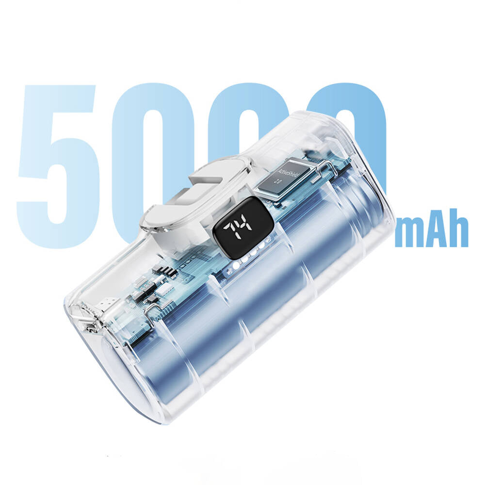 Wiwu Wi-P017 Capsule Serisi 2in1 Mini Taşınabilir Standlı Type-C Powerbank 5000mAh Beyaz