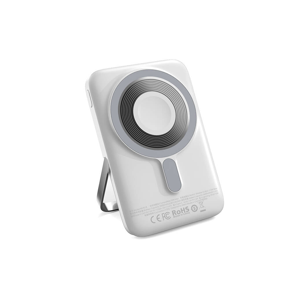 Wiwu Wi-P018 Elite Serisi Led Ekranlı Magsafe Powerbank Wireless 15W 10000mAh Beyaz