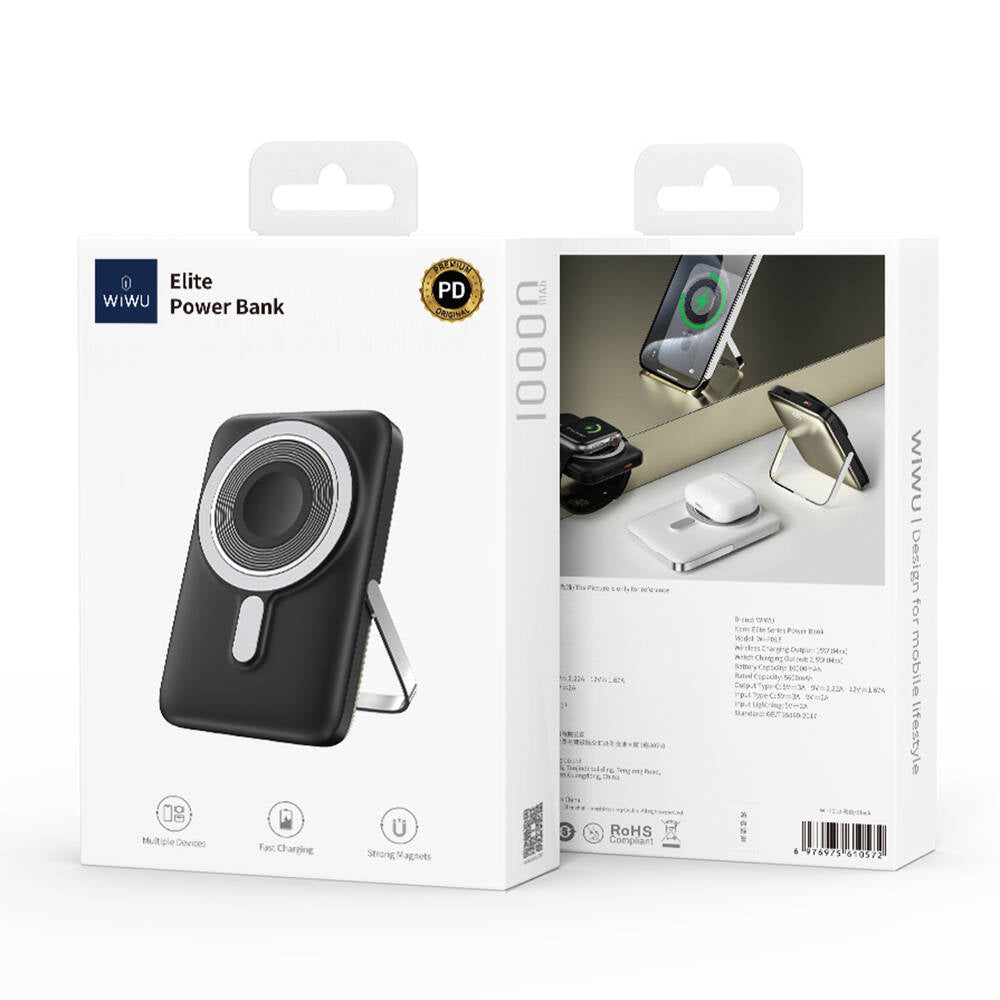 Wiwu Wi-P018 Elite Serisi Led Ekranlı Magsafe Powerbank Wireless 15W 10000mAh Gri
