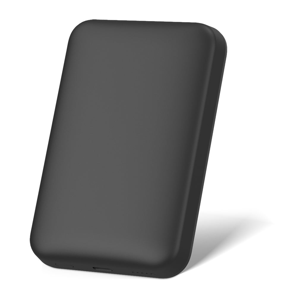 Wiwu Wi-P037 Qi Şarj Teknolojili LED Işık Göstergeli M-safe Kablosuz Powerbank 5000mAh 15W Siyah